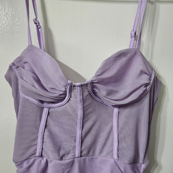 Nwt extra small purple sexy mesh sheer spaghetti strap Corset  dress Lingerie - Picture 4 of 5